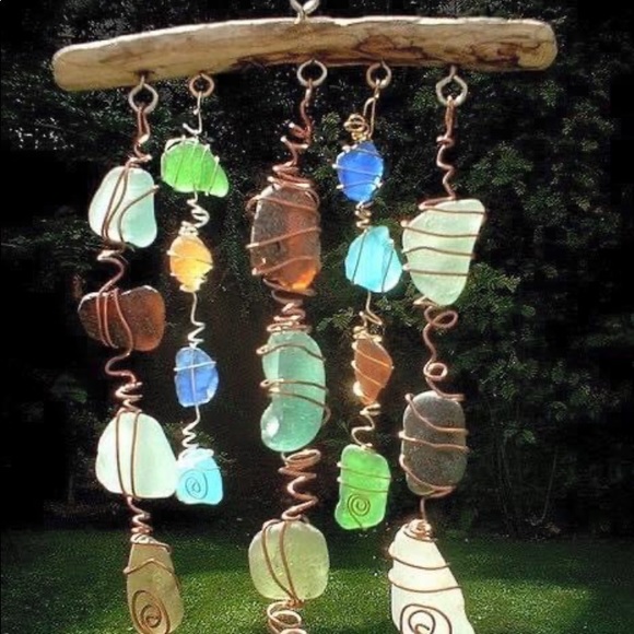 1 Of A Kind Beach Glass Wind Chime. Taking orders for ones similar to this one. - Picture 1 of 1